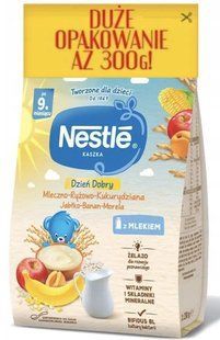 Молочна Рисово - кукурудзяна каша Nestle з яблуком, бананом та абрикосом, для дітей з 9 місяців МК-024 фото