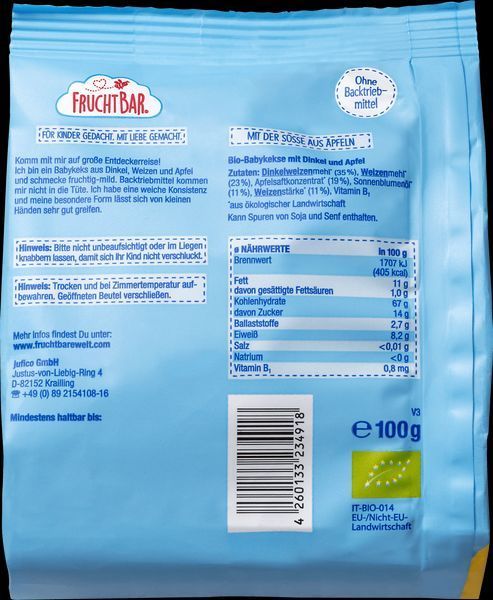 Спельтове печиво з яблуком, для дітей з 8 місяців, TM FruchtBar, 100 г 2068910106 фото