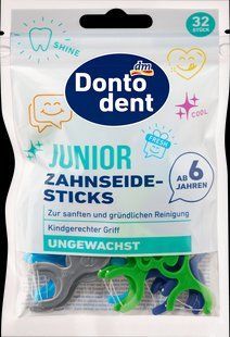 Зубна нитка (Флосс-зубочистки) Dontodent Junior для дітей від 6 років, 32 шт БТ-082 фото