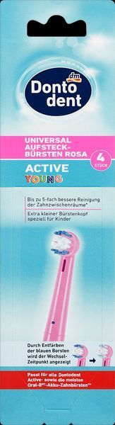 Універсальні насадки для щіток Active Young pink TM Dontodent, 4 шт БТ-090 фото
