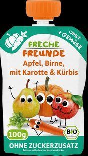 Фруктове пюре з яблуком, грушею, морквою та гарбузом Freche Freunde для дітей від 6 місяців, 100 г 2971207311 фото