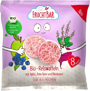 Рисові коржики з яблуком, буряком та лохиною FruchtBar для дітей від 8 місяців, 30 г 2743698525 фото