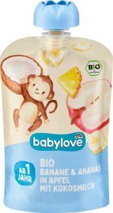 Фруктове пюре Babylove з бананом, ананасом, яблуком та кокосовим молоком, 100 г, для дітей від 12 місяців 1893671601 фото