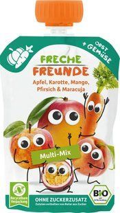 Фруктове пюре (пауч) з морквою, манго, персиком та маракуєю,TM FrecheFreunde для дітей з 6 місяців,100 грам ПП-058 фото
