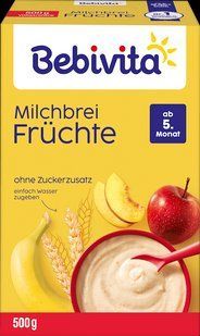 Молочна Пшенична каша Bebivita з фруктами, для дітей з 5 місяців, 500 грам МК-007 фото